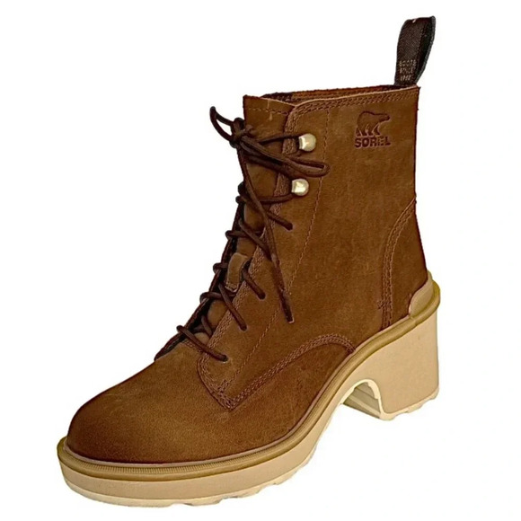 SOREL HI-LINE Leather Waterproof Heeled Lace-Up Combat Boots - Picture 7 of 8
